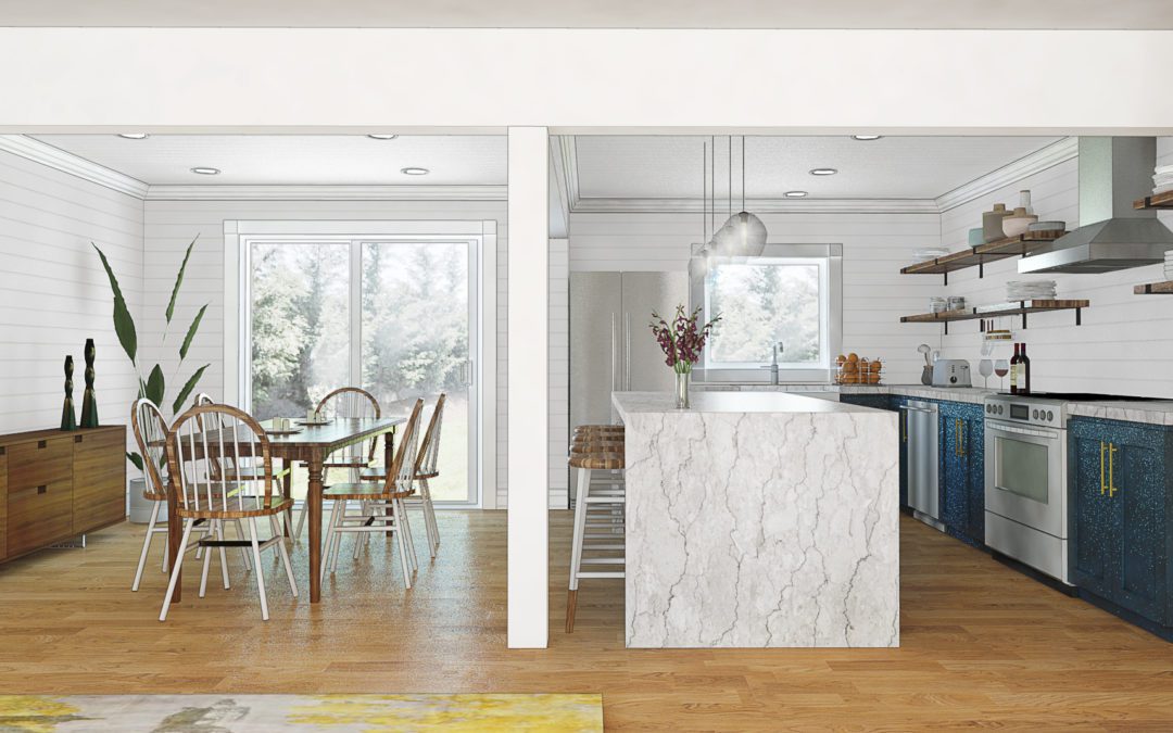 Architect renders scene of remodel and staging for Jersey City, NJ Inherited home sale